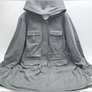 Gray Hooded Torrid Sweatshirt Material Jacket Faux Fur Lined with Pockets 4X
